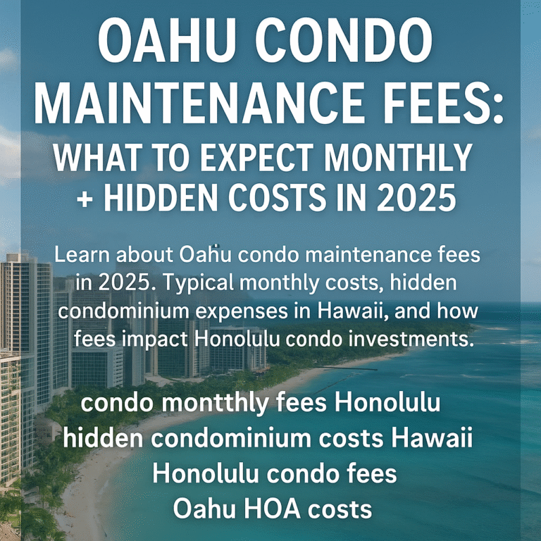 Oahu condos by the beach with skyline view, 2025 maintenance and HOA fee guide
